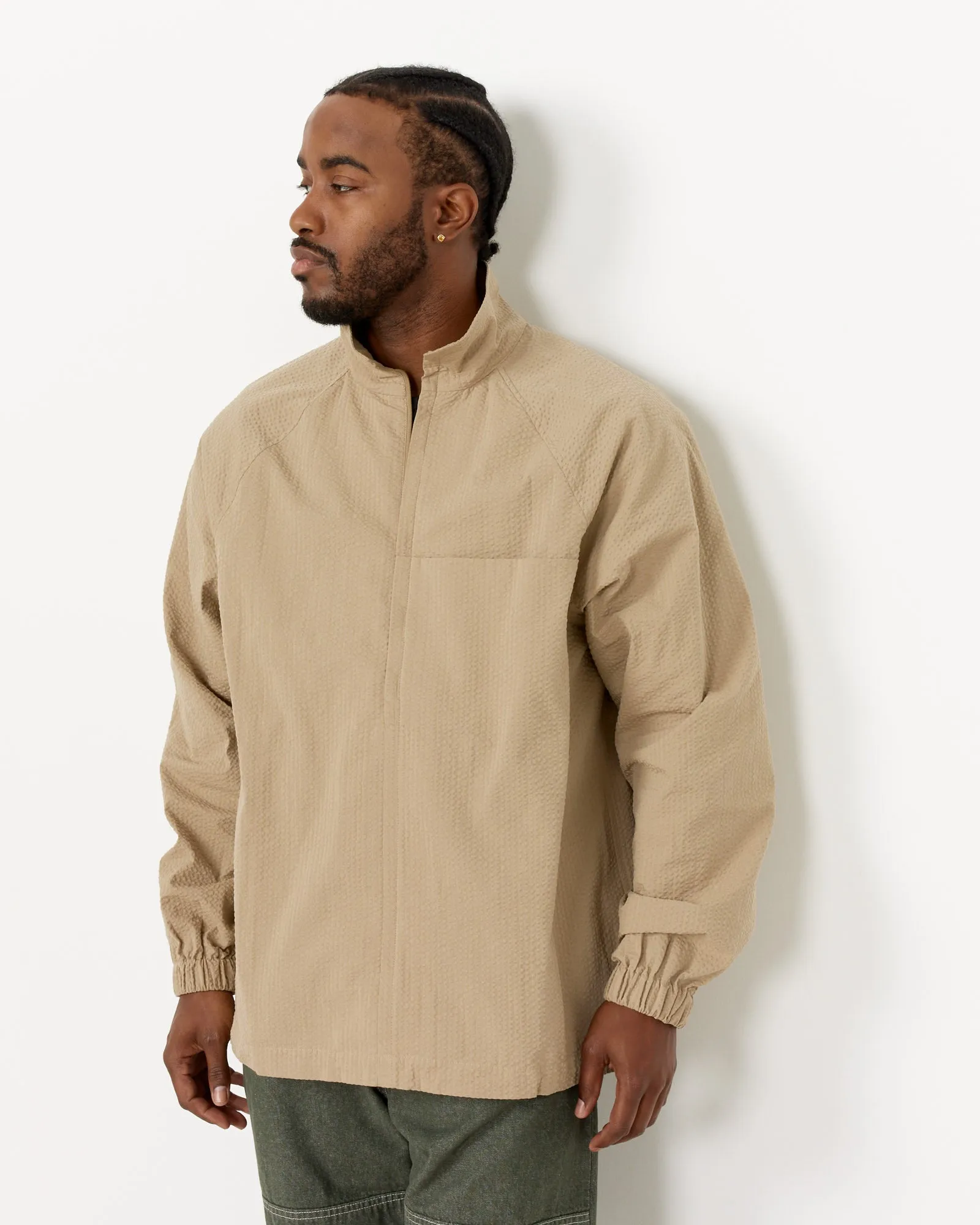 Half Zip Track Jacket in Sand