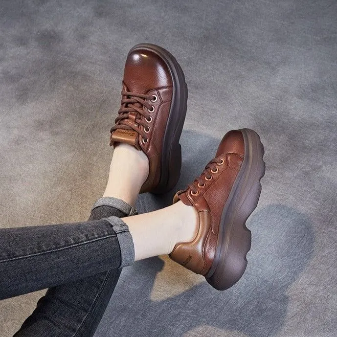 Handmade Genuine Leather Sneakers - Women's Casual Shoes WX1211