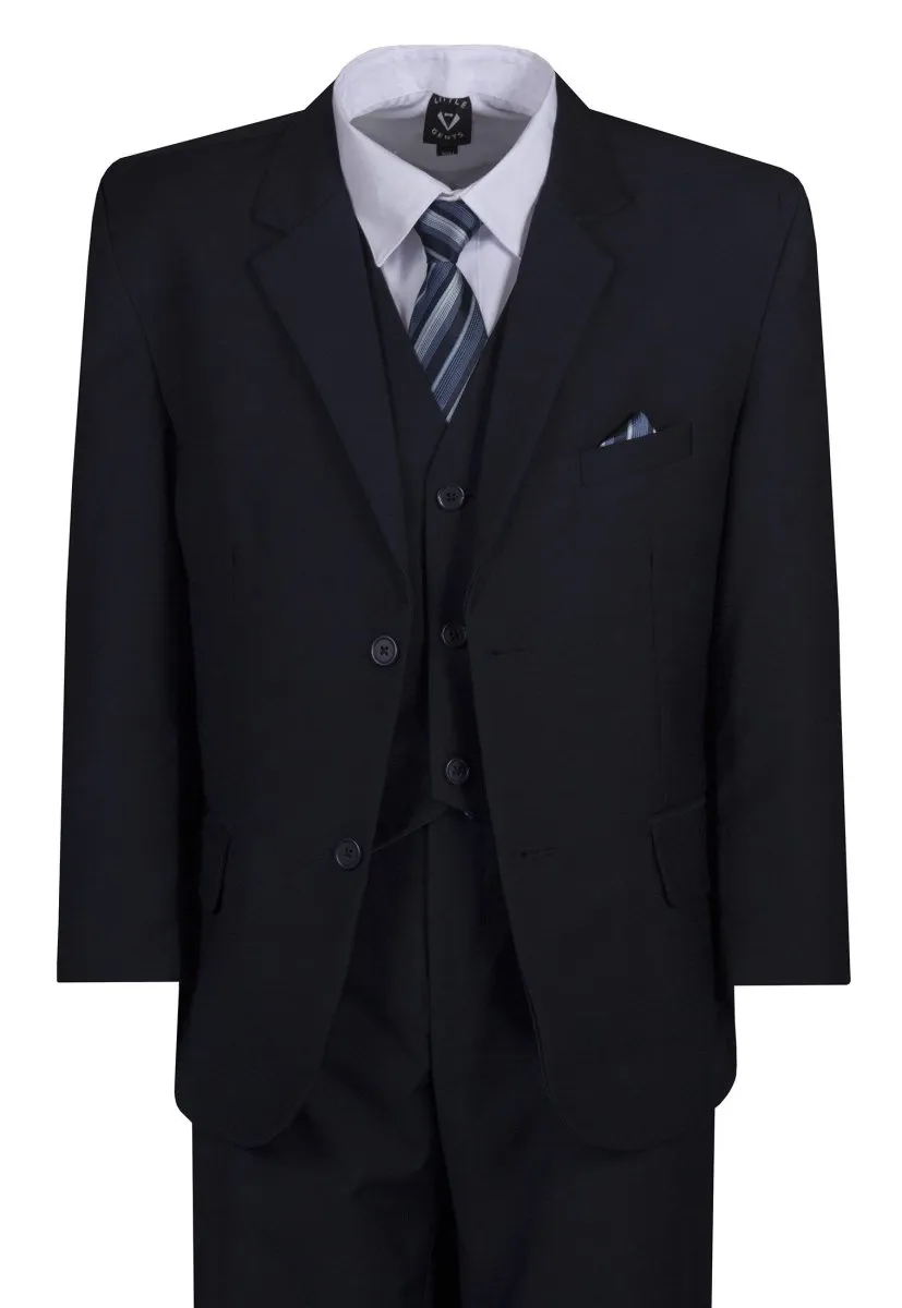 Husky Boys 6 Piece 2 Button Suit with Neck Tie and Pocket Square