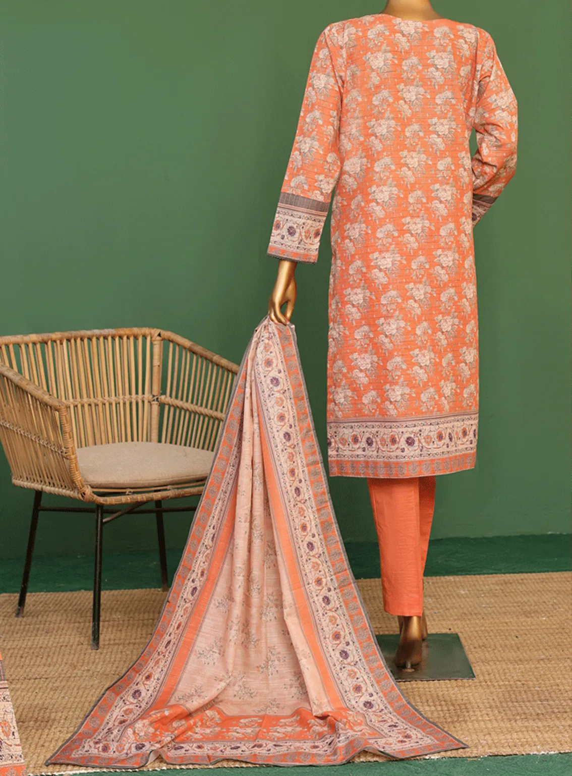 HZ Textile Printed Khaddar Stitch 3 Piece Suit - HZ23RTW PZK-02