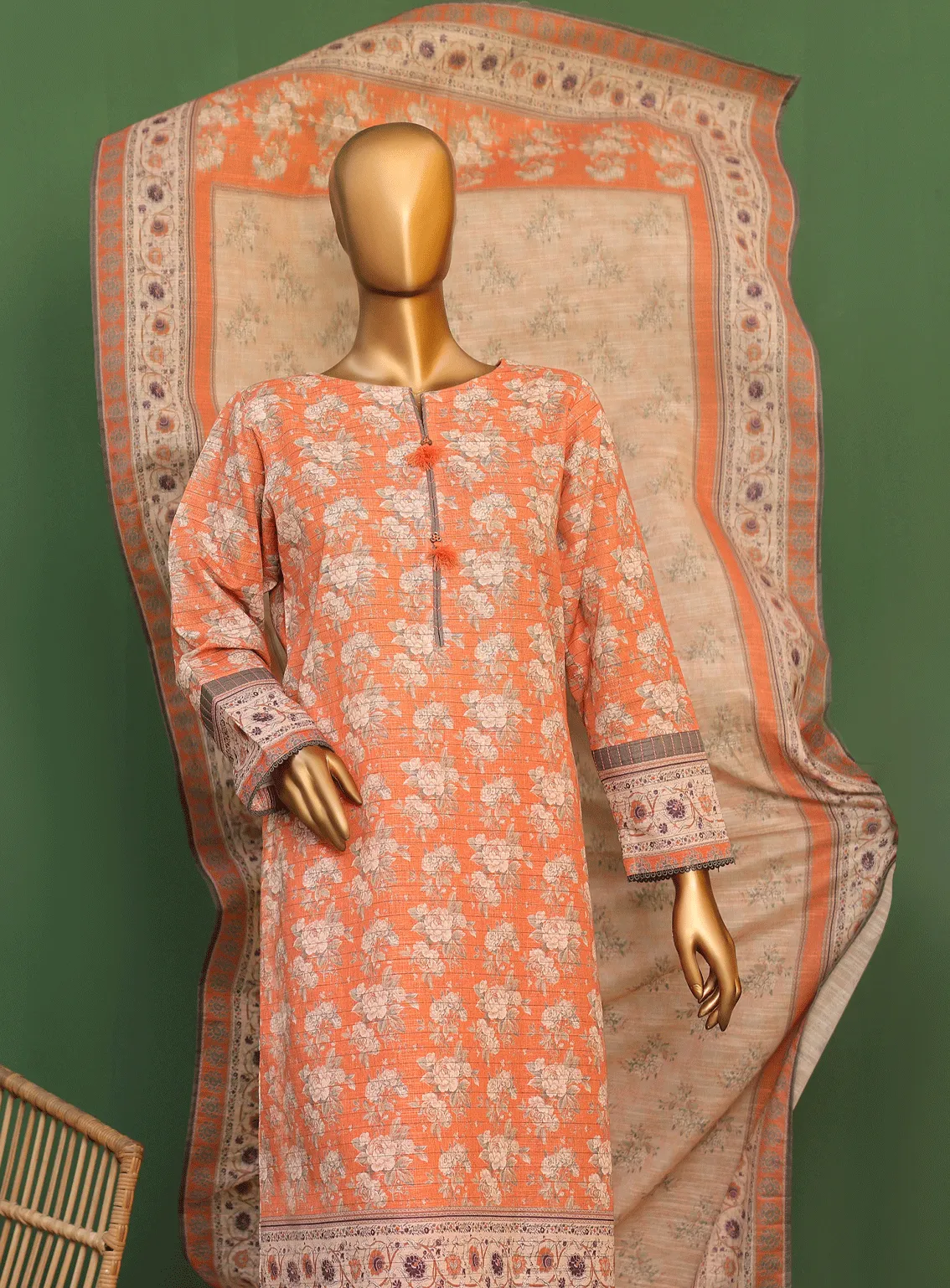 HZ Textile Printed Khaddar Stitch 3 Piece Suit - HZ23RTW PZK-02