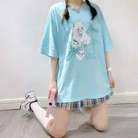 INS MECHANIC GIRL MINT GREEN OVERSIZE T-SHIRT BY60024