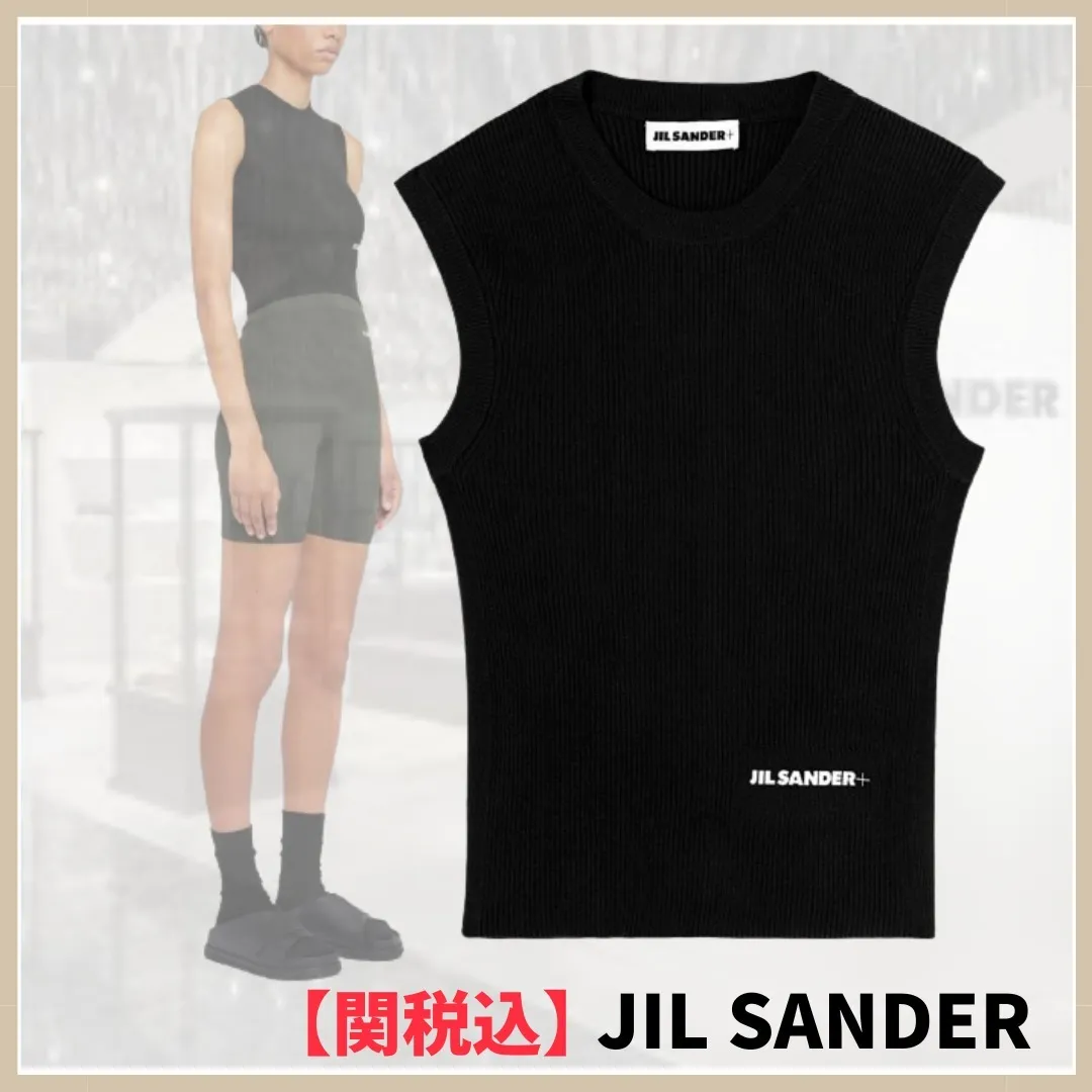 Jil Sander  |Crew Neck Street Style Plain Cotton Bridal Logo Skater Style