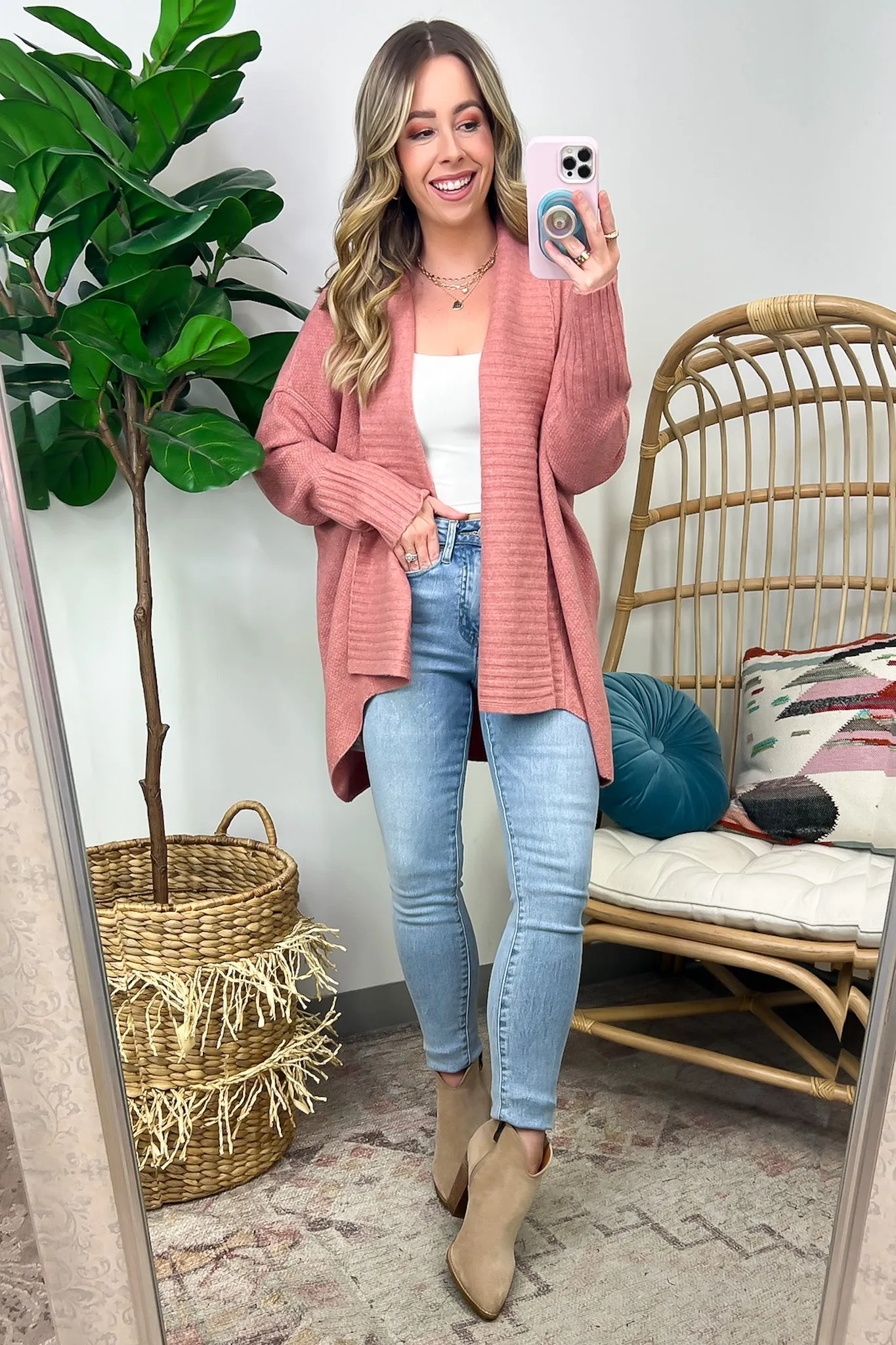 Jolene Reverse Stitch Knit Cardigan - FINAL SALE