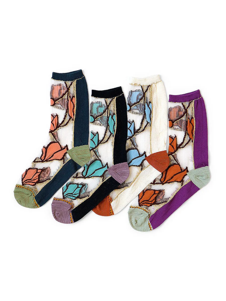 Kapital 200 Magnolia Pattern See-Through Socks women