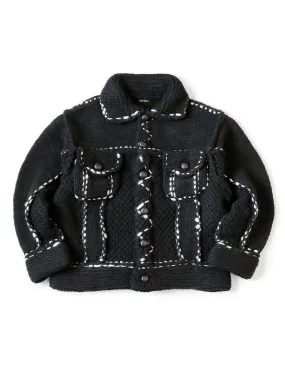 Kapital Wool Hand knit Cowchin G Jacket Black