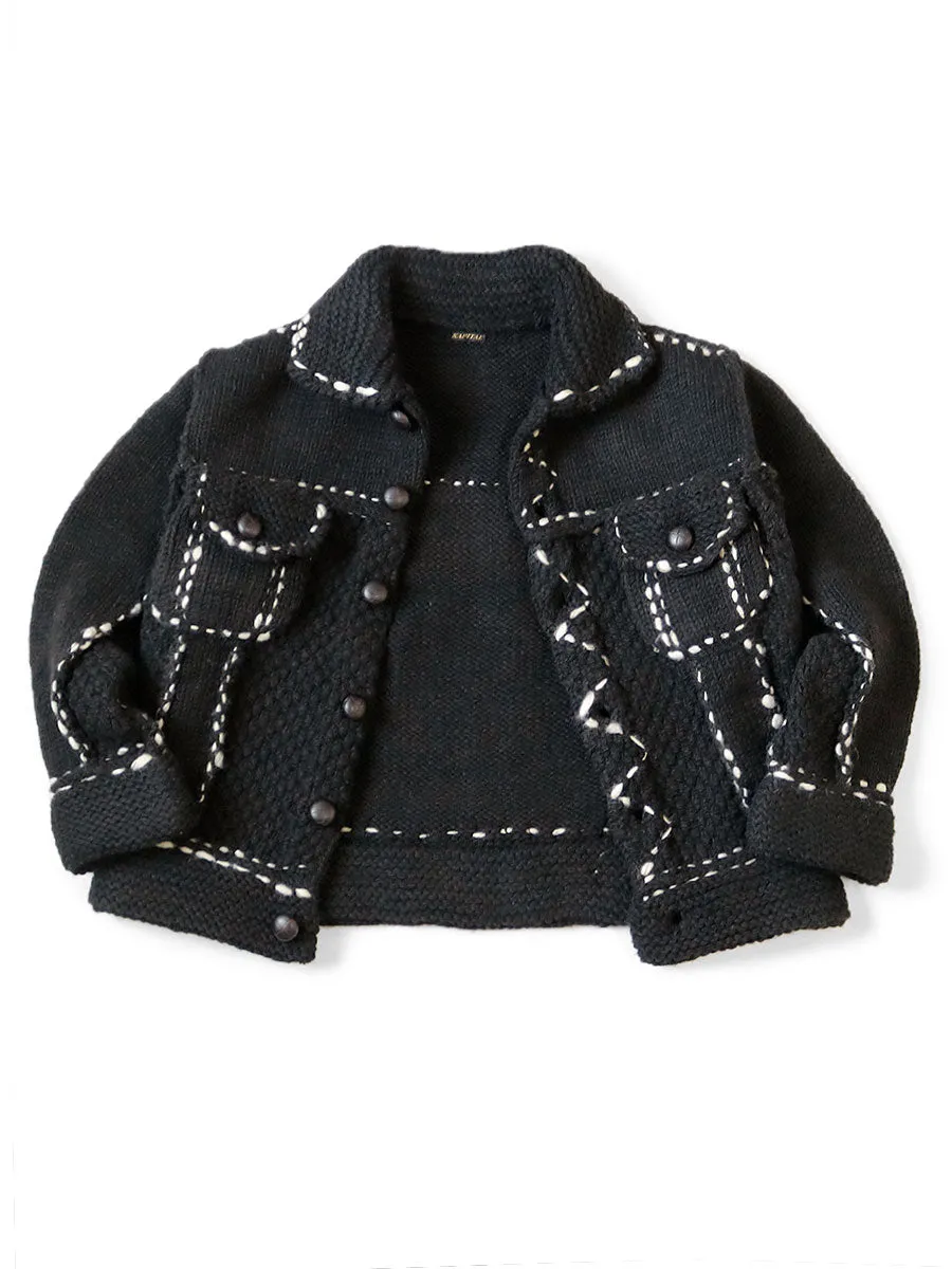 Kapital Wool Hand knit Cowchin G Jacket Black