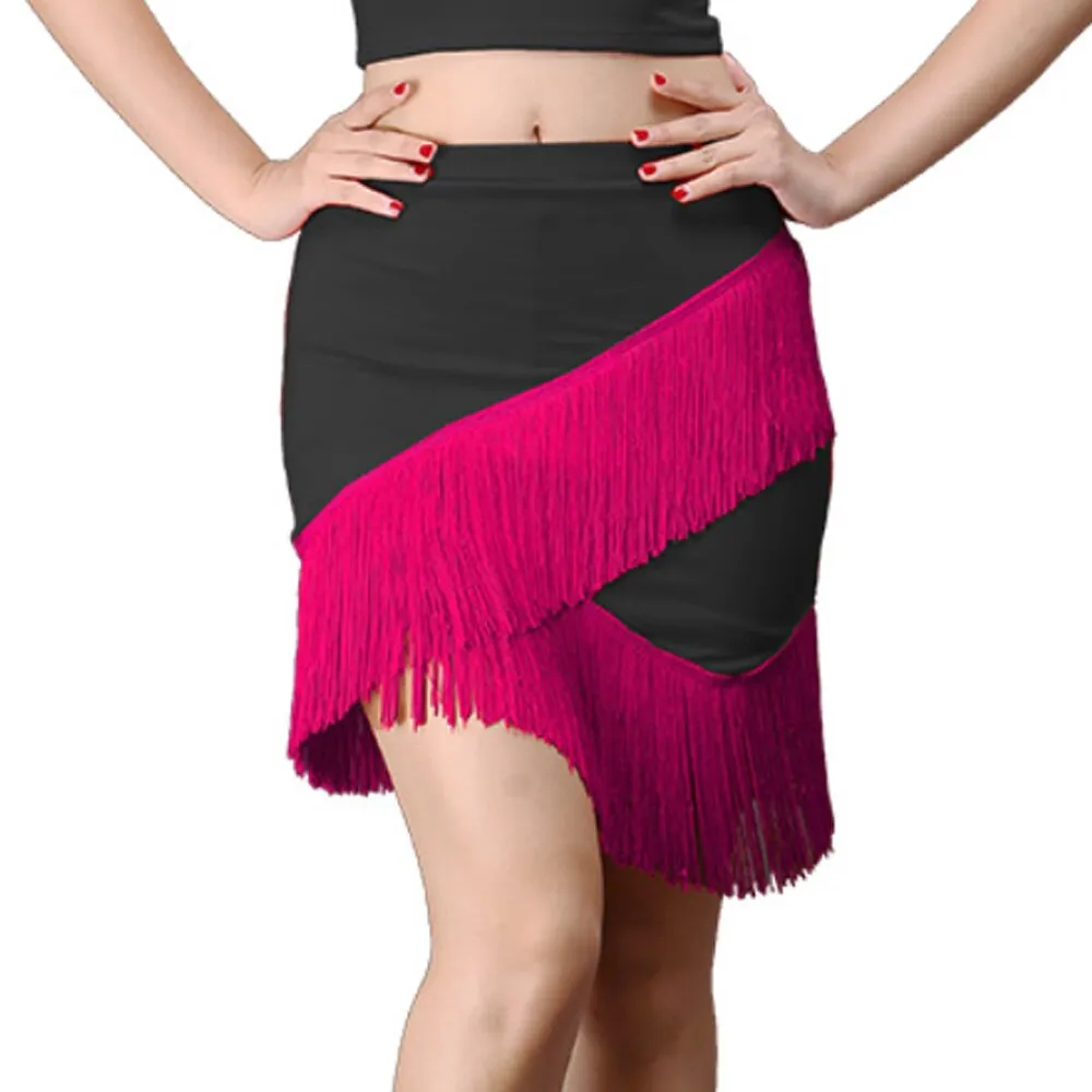 Ladies Dance Women Summer Patchwork Tassel Fringe Skirt Ladies Casual High Waist Bodycon Pencil Skirt Dancewear