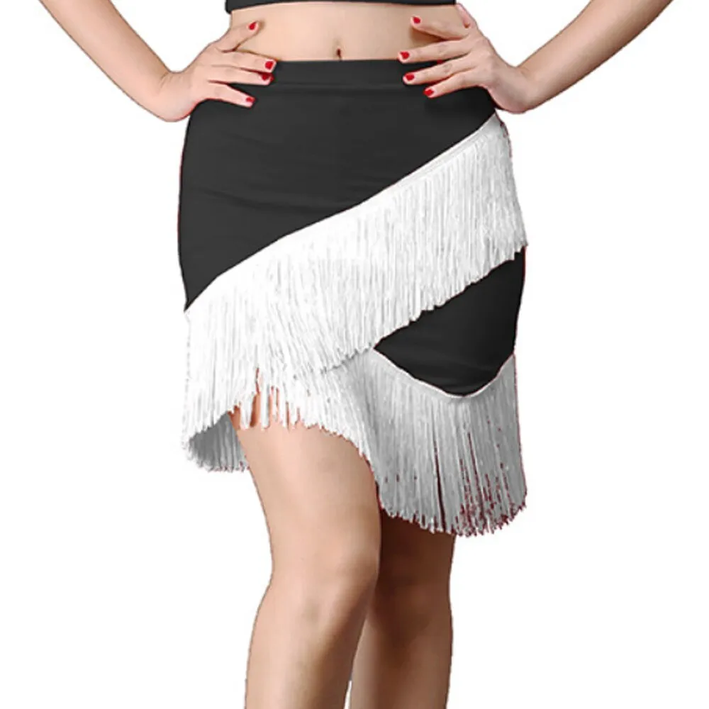 Ladies Dance Women Summer Patchwork Tassel Fringe Skirt Ladies Casual High Waist Bodycon Pencil Skirt Dancewear