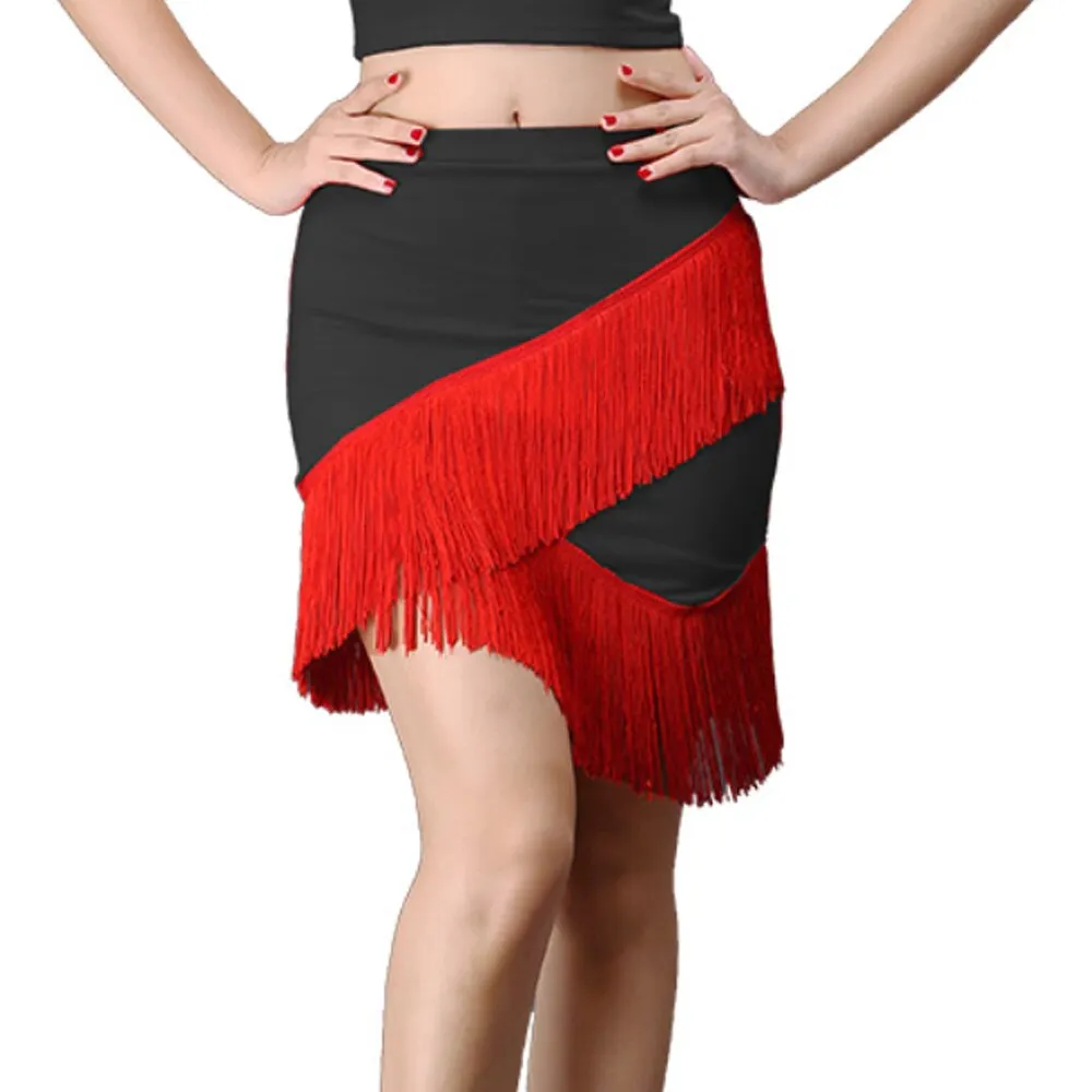 Ladies Dance Women Summer Patchwork Tassel Fringe Skirt Ladies Casual High Waist Bodycon Pencil Skirt Dancewear