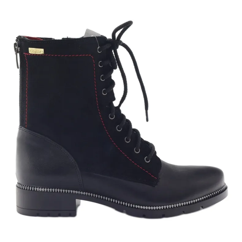 Leather boots for women Kazkobut 2809 black boots red