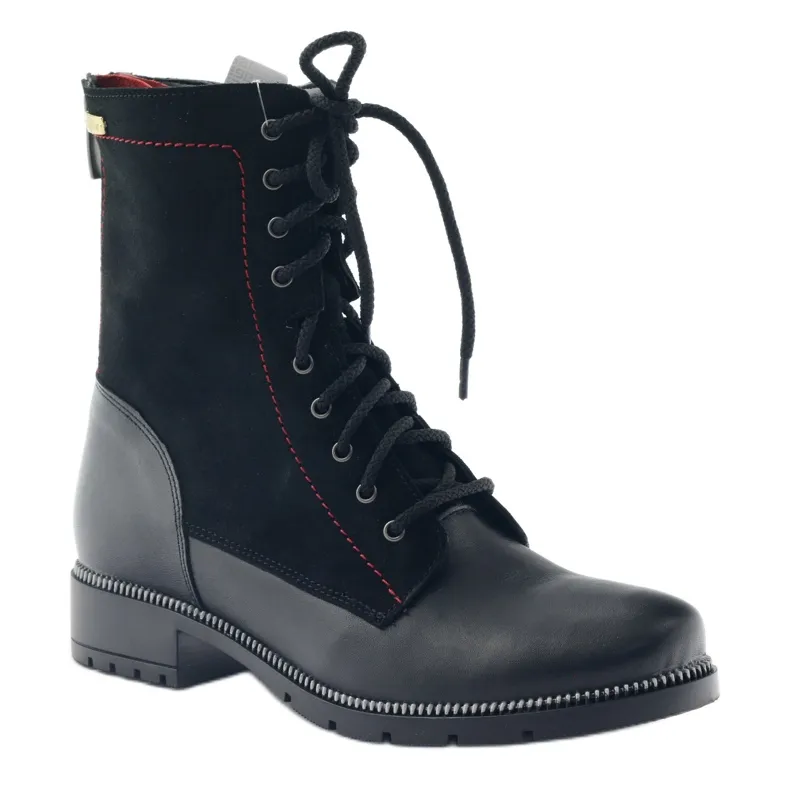 Leather boots for women Kazkobut 2809 black boots red