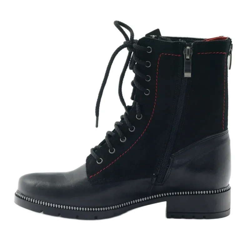 Leather boots for women Kazkobut 2809 black boots red