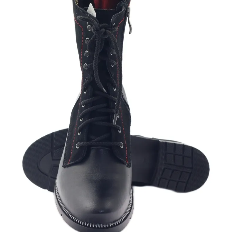 Leather boots for women Kazkobut 2809 black boots red