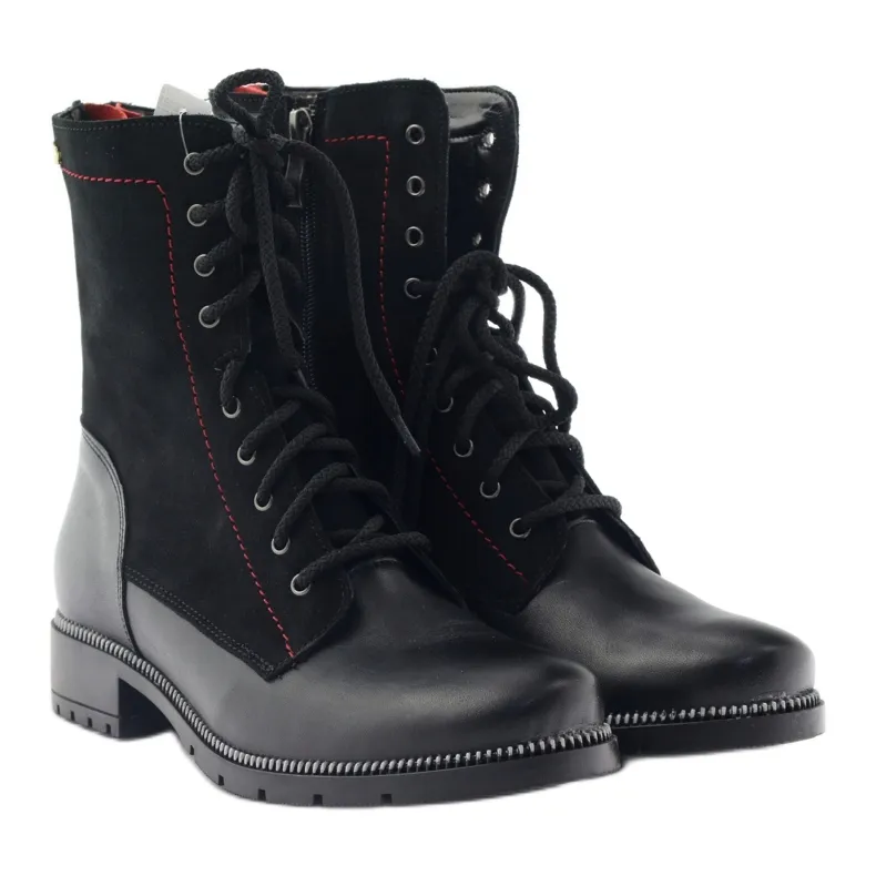 Leather boots for women Kazkobut 2809 black boots red