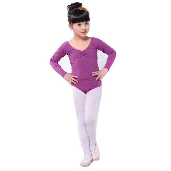 Long Sleeve Leotard Costume Girls Kid Ballet Dance Gymnastics Skating Dancewear L-4XL SM6