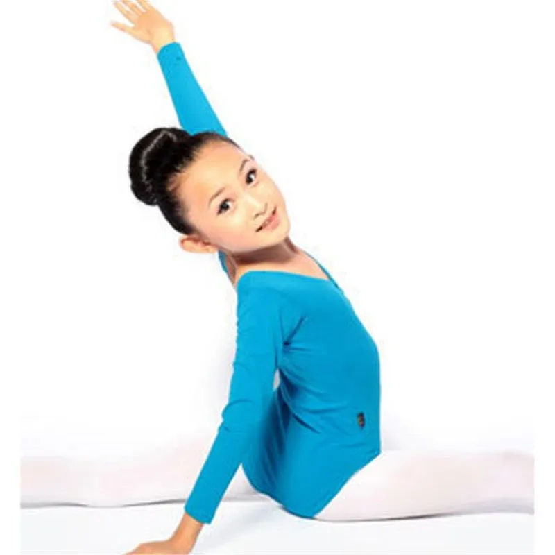 Long Sleeve Leotard Costume Girls Kid Ballet Dance Gymnastics Skating Dancewear L-4XL SM6