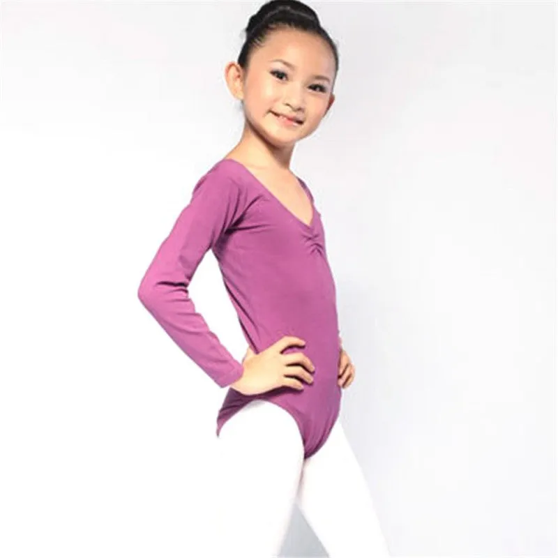 Long Sleeve Leotard Costume Girls Kid Ballet Dance Gymnastics Skating Dancewear L-4XL SM6