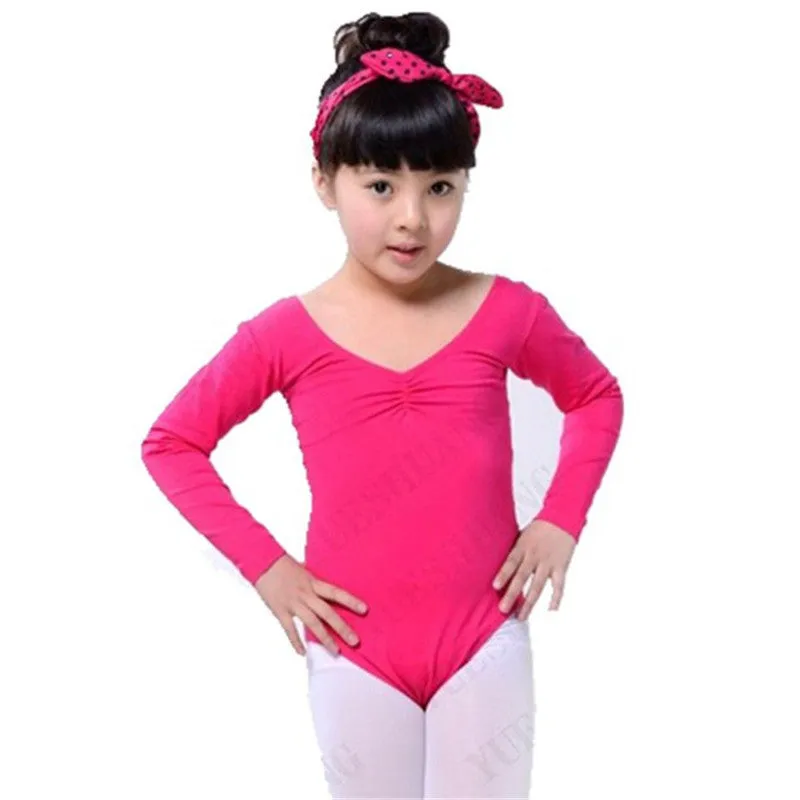 Long Sleeve Leotard Costume Girls Kid Ballet Dance Gymnastics Skating Dancewear L-4XL SM6