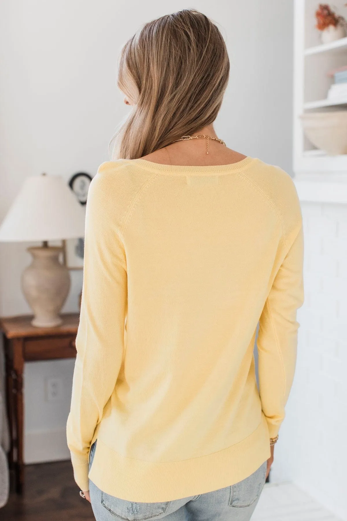 Madly In Love V-Neck Sweater- Light Yellow