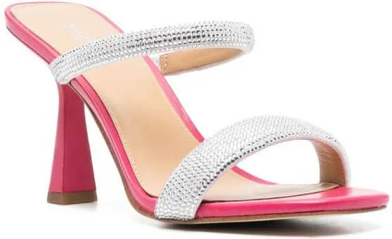 Michael Kors Carrie crystal-embellished embossed sandals Gold