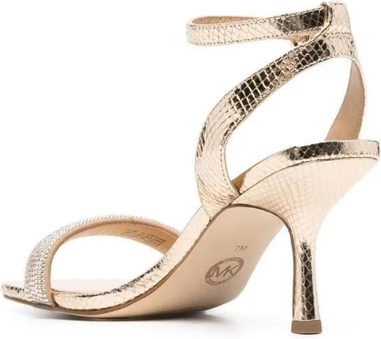 Michael Kors Carrie crystal-embellished embossed sandals Gold