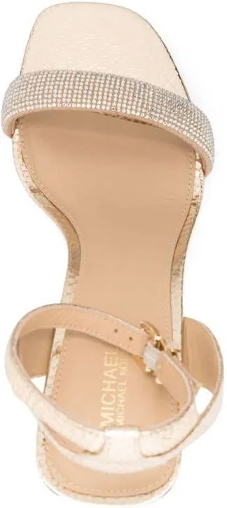 Michael Kors Carrie crystal-embellished embossed sandals Gold