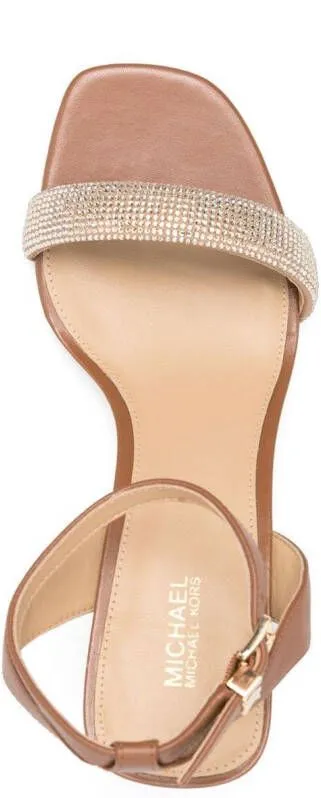 Michael Kors Carrie crystal-embellished embossed sandals Gold