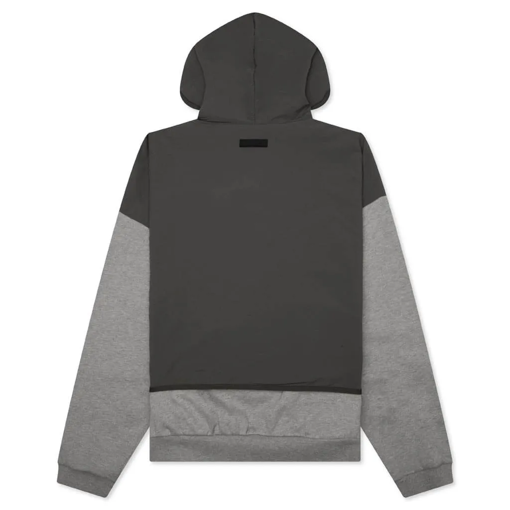 Nylon Fleece Hooded Sweater - Dark Heather Oatmeal/Ink