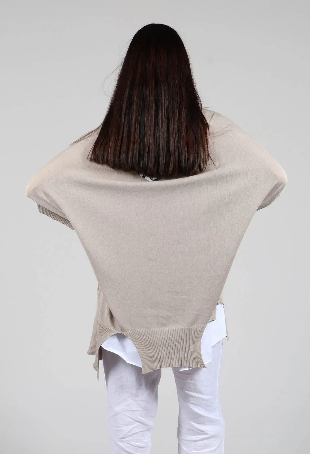 Oversized Knitted Sweater with Dropped Shoulder in Beige