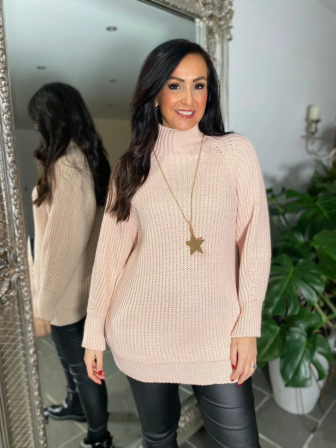 Pale Pink High Neck Knit Marilyn