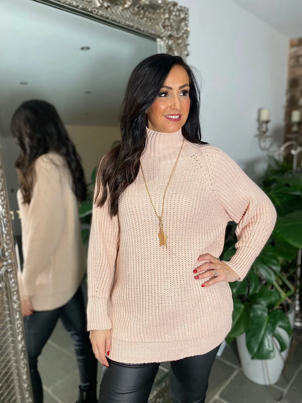 Pale Pink High Neck Knit Marilyn