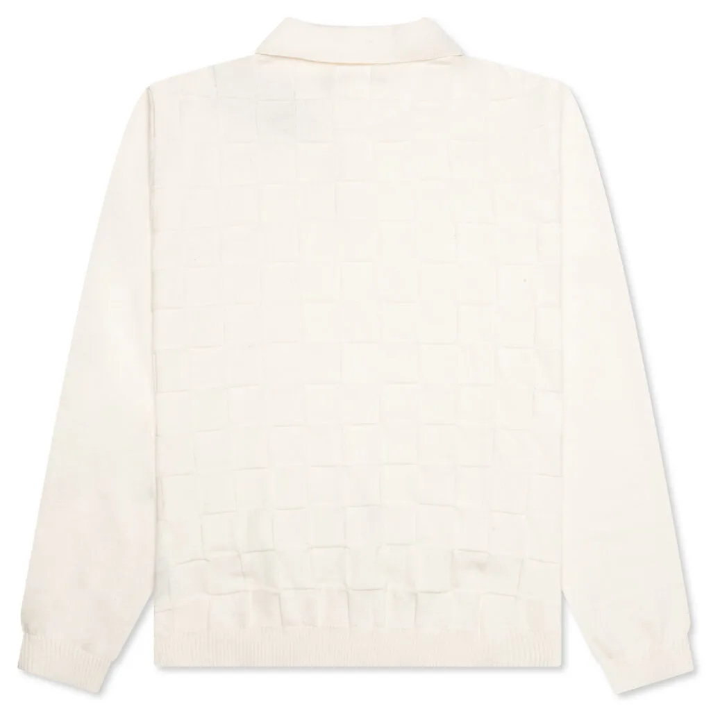 Palmer Checked L/S Sweater Polo - Clubhouse Cream