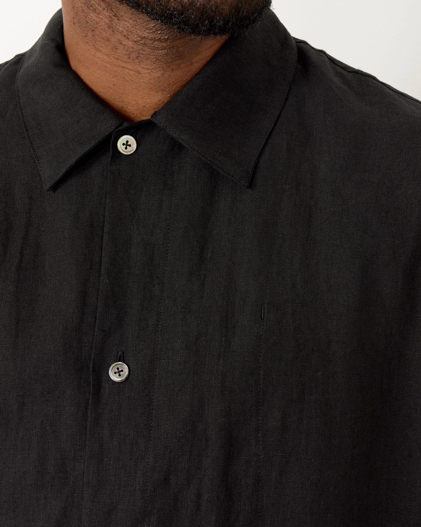 Paper Mixed Shirt Jacket in Black