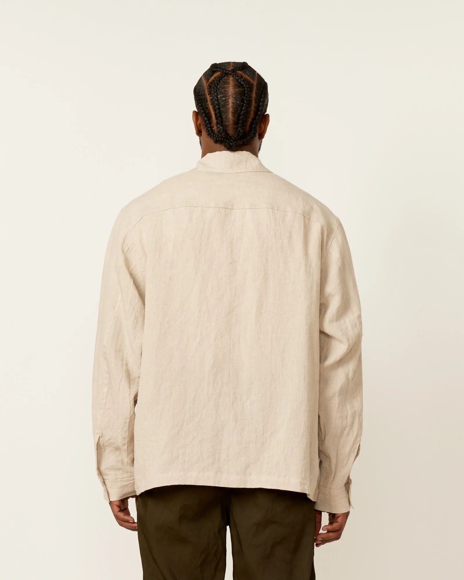 Paper Mixed Shirt Jacket in Oatmeal