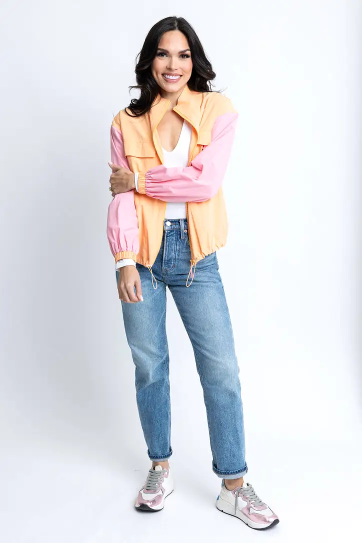 Pastel Color Block Utility Jacket