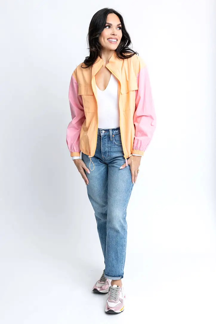 Pastel Color Block Utility Jacket