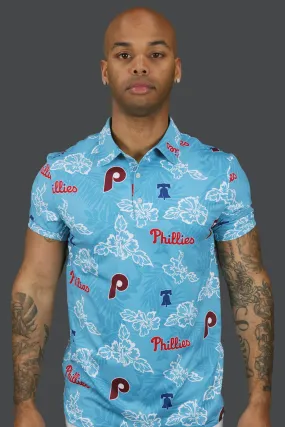 Philadelphia Phillies Cooperstown Authentic Hawaiian Print Performance Polo Shirt | Light Blue