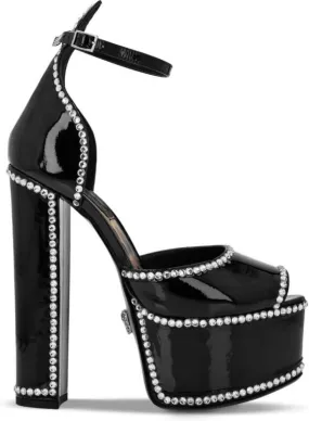 Philipp Plein crystal-embellished heeled platform sandals Black