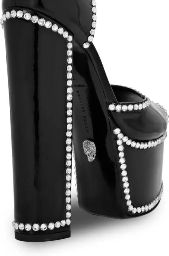 Philipp Plein crystal-embellished heeled platform sandals Black