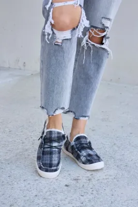 Plaid Plush Sneakers in Black