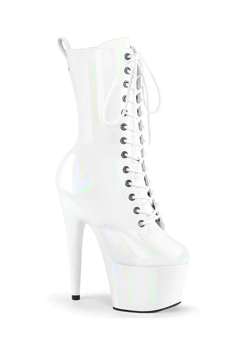 Pleaser USA Adore-1040WR 7inch Pleaser Boots - Holographic White