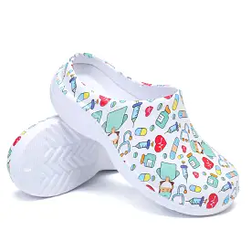 Printing Scrub Clogs Anti-slip Surgical Shoes Chef Shoes Nursing Slippers for women