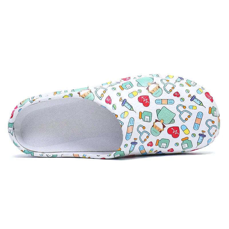 Printing Scrub Clogs Anti-slip Surgical Shoes Chef Shoes Nursing Slippers for women