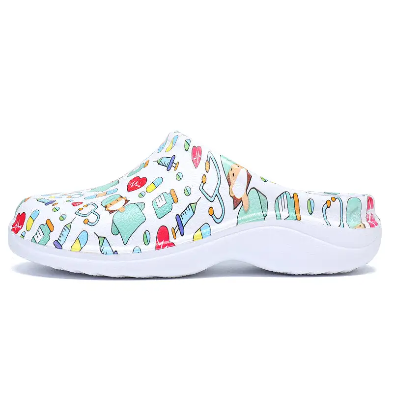 Printing Scrub Clogs Anti-slip Surgical Shoes Chef Shoes Nursing Slippers for women