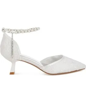 Rag & Co Women's Laika Lace Kitten Heel Sandals In White