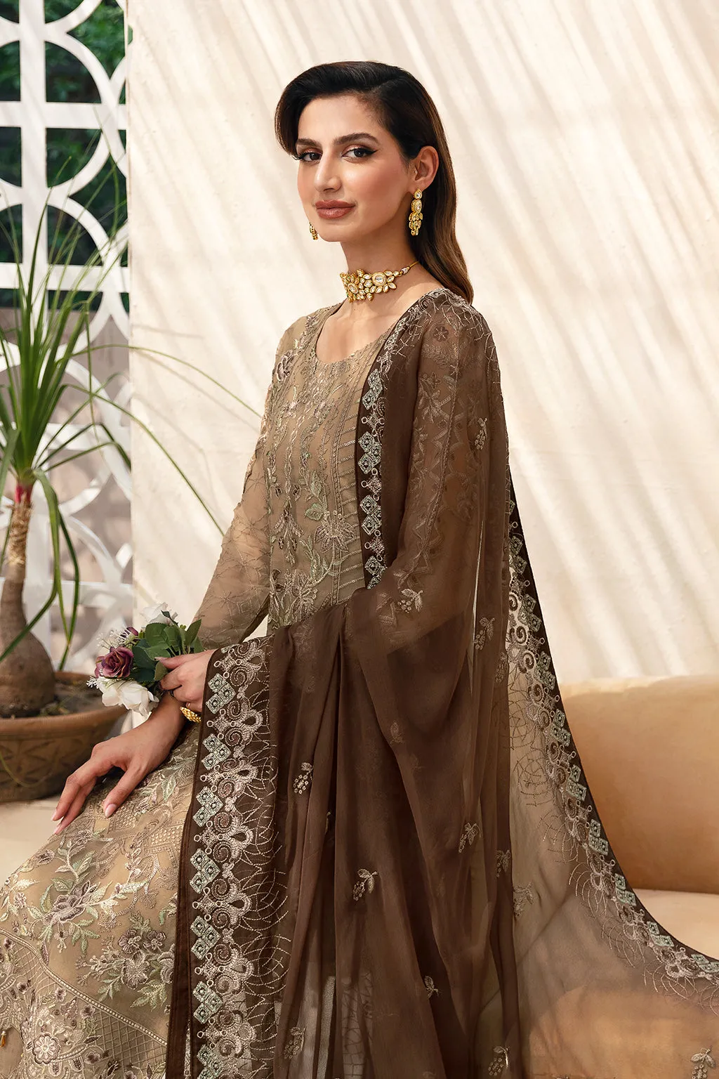 Ramsha Chevron Vol-09 Embroidered Chiffon Unstitched 3Pc Suit A-904