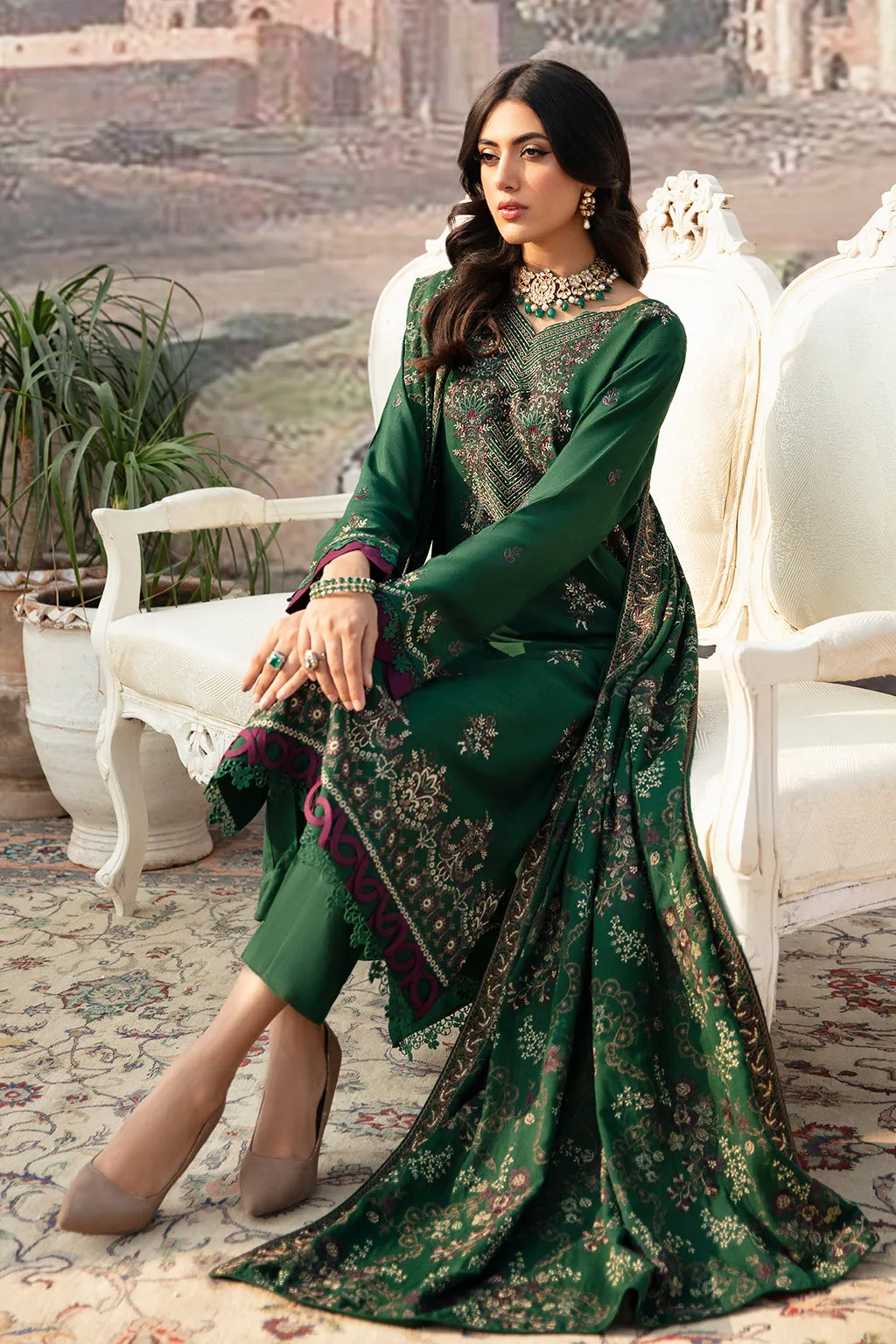 Ramsha Reet Vol-10 Embroidered Karandi Unstitched 3Pc Suit R-1008