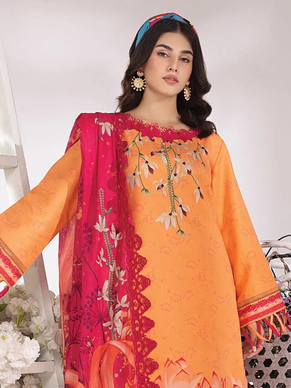 Rang Rasiya Summer Breeze Unstitched Lawn Print 3Pc Suit D-08 Coral