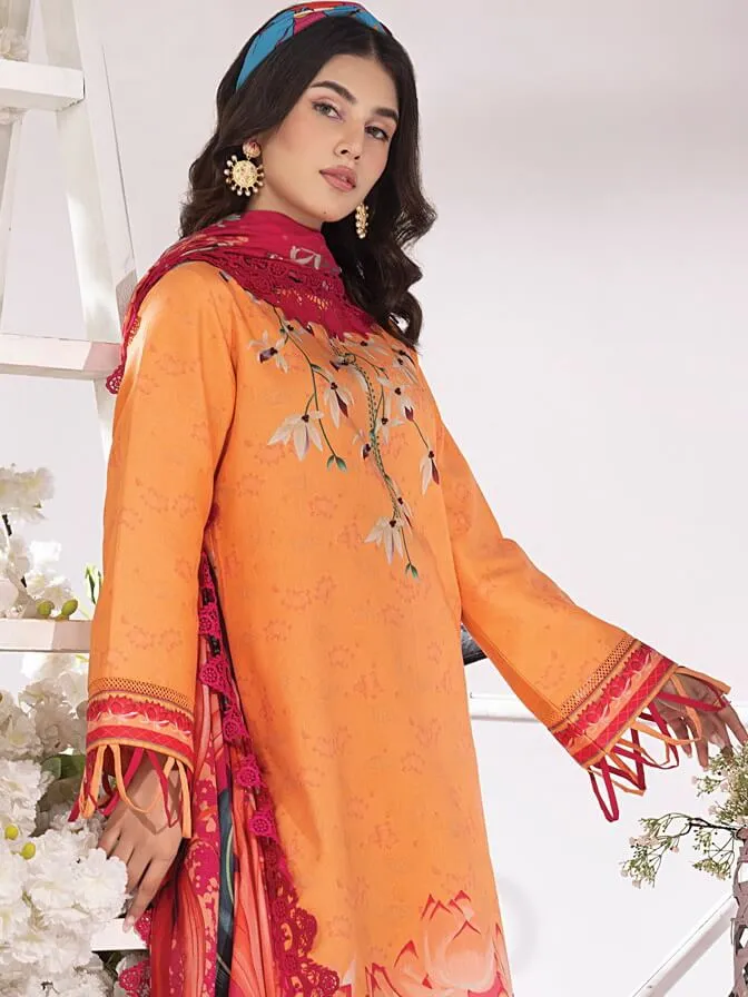 Rang Rasiya Summer Breeze Unstitched Lawn Print 3Pc Suit D-08 Coral